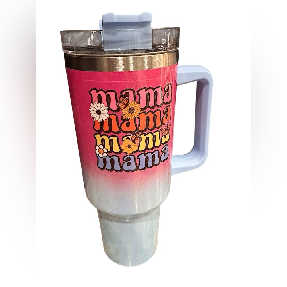 Mama Gradient Tumbler with Handle NEW IN BOX WITH STRAW